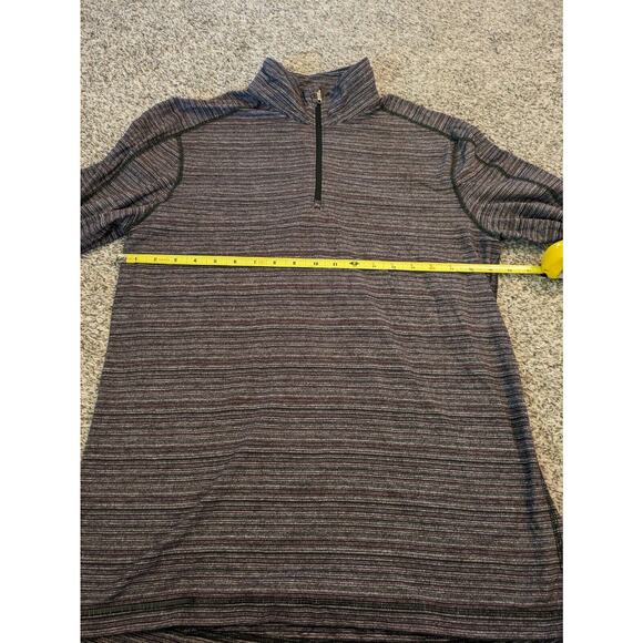Lululemon Men's Shirt Activewear Quarter Zip Red Gray Black Stripe Size L - Picture 3 of 5